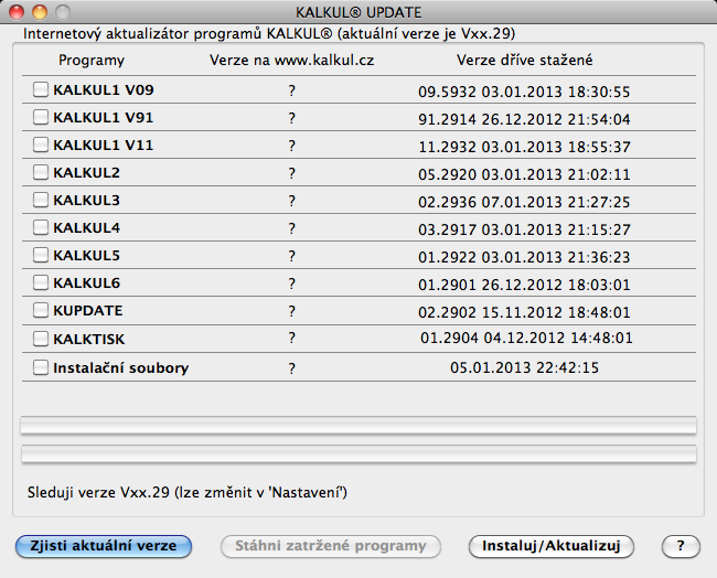 Program KUPDATE je též sám schopen se aktualizovat, příslušný příkaz je v menu speciálních příkazů.