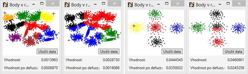 38 Obrázek 9: Porovnání statického shlukování pomocí MEPSO* (vždy vlevo) a FCM (vždy vpravo) Obrázek 10: