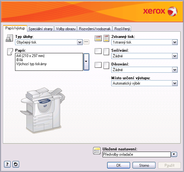 Tisk dokumentu Tisk dokumentu 1. Ujistěte se, že máte v počítači nainstalován správný tiskový ovladač Xerox. Informace o instalaci tiskových ovladačů naleznete v příručce správce systému. 2.