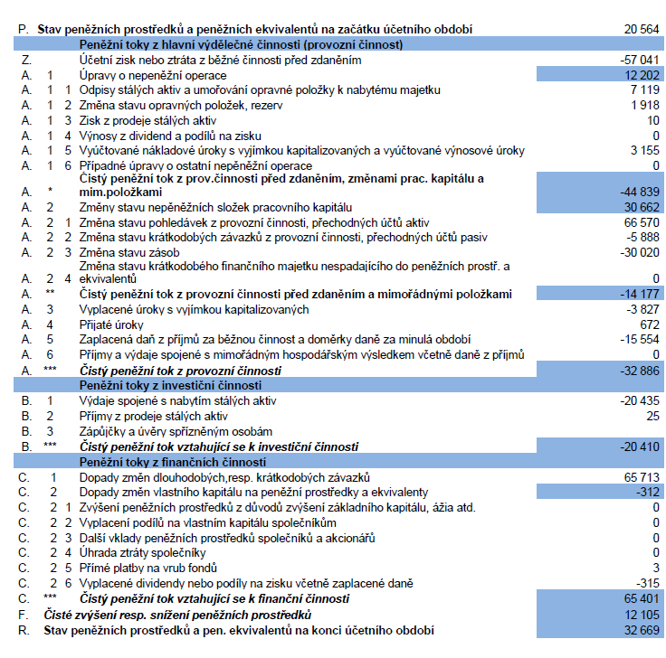 Přehled o peněžních tocích (v