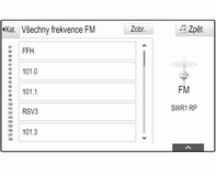 50 Rádio Právě přijímaná stanice je zvýrazněna. Procházejte seznamem a vyberte požadovanou položku.