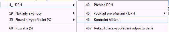 HELIOS Fenix, Kntrlní hlášení DPH 10/11 2.6 Sestava 40 Přehled DPH K sestavě je dplněna vlba na tisk údajů kntrlníh hlášení.