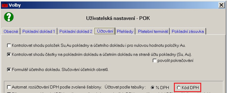 HELIOS Fenix, Kntrlní hlášení DPH 7/11 Př. Nastavení pr rzúčtvání v úlhách Pkladna a Kniha vydaných faktur 2.