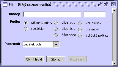 VOL - Volby a referenda 33 Práce se seznamy voličů slouží k vytvoření seznamů dle typu voleb.