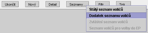 VOL - Volby a referenda 41 Při prvním spuštění bude seznam vždy prázdný a je nutné tento seznam naplnit. Po jeho naplnění již bude při dalším spuštění zobrazen seznam, který vznikl tímto naplněním.