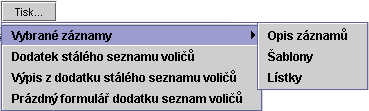 42 - volební okrsek, - zapsat jméno a příjmení voliče (lze jej vybrat z adresáře voliče pomocí tlačítka se třemi tečkami (občan musí mít bydliště v obci, nesmí být mladší 18 let a musí mít vyplněno