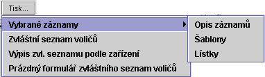 50 Pokud se stiskne tl. Doplnit, jsou přidáni do nově vytvářeného Zvláštního seznamu voličů. Detail Zobrazí se formulář pro detail zvláštního seznamu voličů.