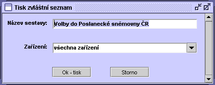 VOL - Volby a referenda 51 Vybrané záznamy - výběr z nabídky: Opis záznamů Bude vytvořena sestava, která provede opis aktuálně filtrem vybraných a zobrazených záznamů do formuláře Výpisu ze