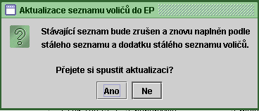 60 Akce Aktualizace seznamu Slouží k aktualizaci seznamu dle Stálého seznamu voličů.