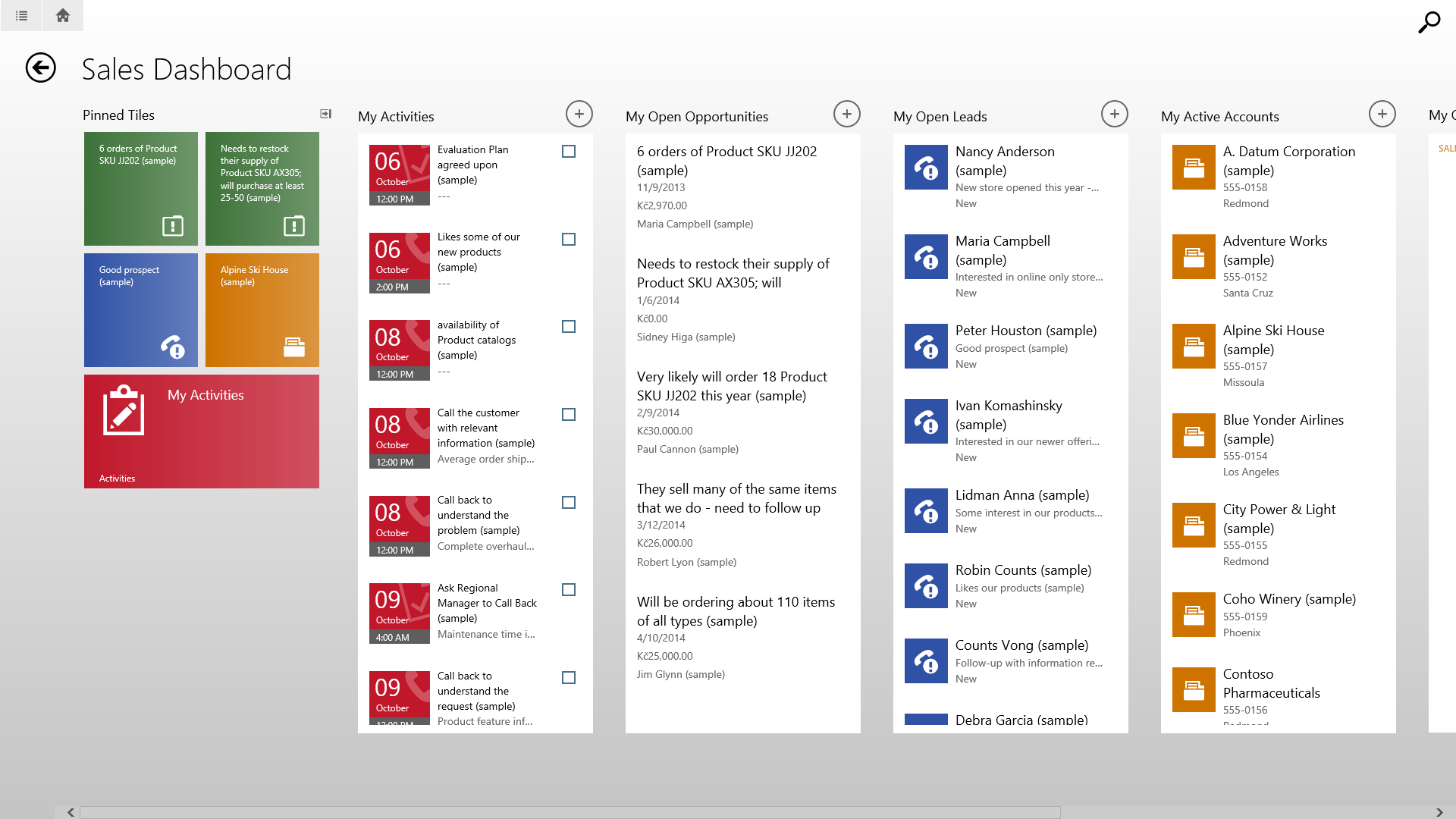 Plánování a historie aktivit e-maily, úkoly, osobní kontakt, telefonáty, korespondence,... propojená na kartu klienta.