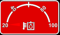 5.12 Displej Displej poskytuje informace o teplotách, varováních, alarmech a počet otáček motoru. Ot/min Teplota motoru při zvýšené teplotě 97 stupňů se změní barva pozadí měřiče z černé na červenou.