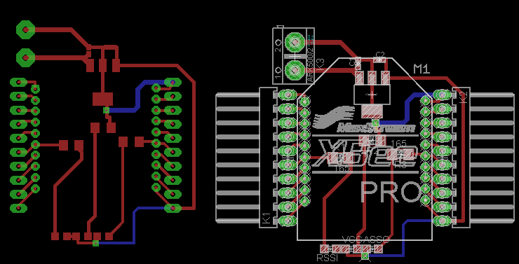 Příloha C. Návrh DPS pro výrobu XBee Boardu Příloha obsahuje elektronické schéma, návrh desky plošného spoje XBee Boardu a seznam pouţitých součástek.