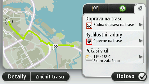 Poznámka: Používání dopravních informací ze služby Doprava TomTom může vyžadovat předplatné nebo přijímač. Dopravní služby nejsou dostupné pro všechny země či oblasti.