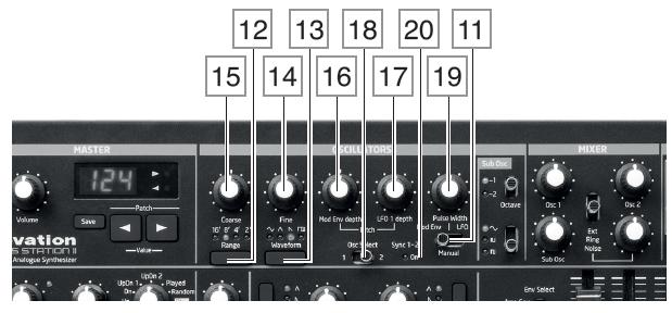 ZJEDNODUŠENÉ SCHÉMA BASS STATION II Blokové schéma Bass Station II Modulační prvky oscilátoru BASS STATION II PODROBNĚ Sekce Oscillator Přepínač Range je kalibrován v tradičních jednotkách varhanních