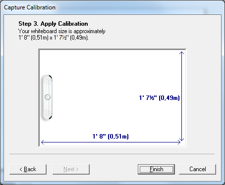 je 3,1m! (Tento postup předpokládá přijímač v pravé části tabule, v případě jiného umístění se kalibrační body mění!) Nyní je Váš systém ebeam Capture připravený pro záznam.
