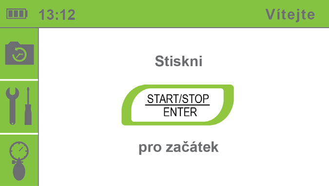 5.12 Změna nastavení zařízení Do nabídky NASTAVENÍ je možné se dostat z úvodní obrazovky. Ke změně nastavení zařízení stiskněte tlačítko NASTAVENÍ. Objeví se nabídka nastavení.