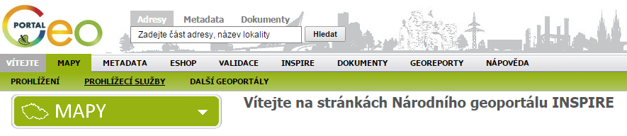 Obr. 18 Umístění WMS služeb na Geoportálu CENIA Obr. 19 Nabídka WMS služeb a získání lokalizace služby 1.2.