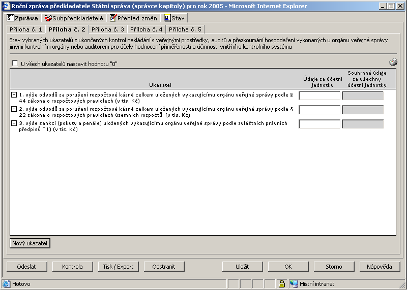 OBR. 6 Detailové okno roční zprávy - záložka Zpráva - Příloha č.1, část I nový soubor 3.2.1.1.2 Příloha č. 1, část II. a přílohy č.