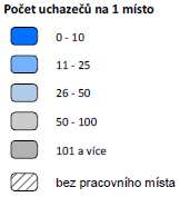 Nejpozitivněji se situace jeví na území Paseky, kde na jedno pracovní místo připadá 24 uchazečů.