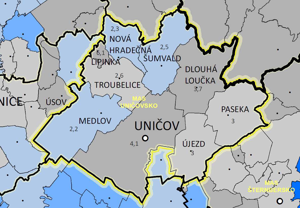 MAS Uničovsko 181 197 290 349 Zdroj: ČSÚ Problematika dlouhodobé nezaměstnanosti indikuje vážný ekomonický a následně i sociální problém.