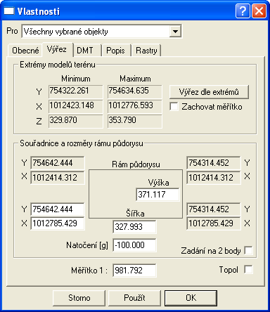 Výřezy ("ZOOM") : Standardní nastavení Atlasu zobrazuje ovládací lištu. Nabízí přepínač Výběr (šipka) - Posun obrazu (ručka).