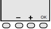 Základní nastavení, pokračování Menu 4: Volba ukazatele teploty v provozu AUTO 0 = stálý údaj pokojové teploty 1 = stálý údaj nastavené teploty Změnu provedeme tlačítkem + nebo -.