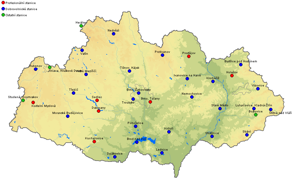 UTB ve Zlíně, Fakulta logistiky a krizového řízení 30 Český hydrometeorologický ústav provozuje pozemní stanice po celé republice.