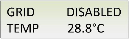HLAVNÍ OBRAZOVKA Hlavní obrazovka v různých provozních režimech. SUN Vytápění ze solárních baterií. V pravém horním rohu - Okamžitý výkon. TEMP Teplota vody. GRID Topení ze sítě 230 V.
