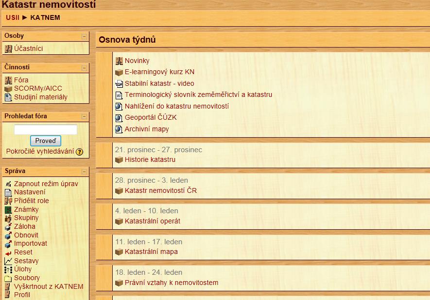 Ty lze vyučujícím doplňovat nebo aktualizovat, systém Moodle umožňuje i studentům předávat si navzájem informace a