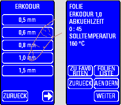 Zvolit jazyk 1. Zvolit jazykové 2. Zvolit jazyk 3. Objeví se základní pole zobrazení Při každém dalším novém startu se nakonec objeví zvolený jazyk. Zvolit fólii 1. Zvolit seznam fólií 2.