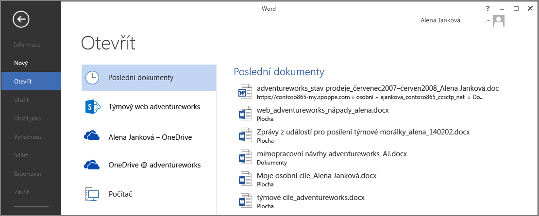 Word, Excel a PowerPoint Nezáleží na tom, jestli používáte aplikaci v počítači nebo online v Office 365, můžete vytvořit libovolný typ dokumentu (dokument Wordu, sešit Excelu a prezentaci