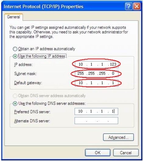 Obrázek 7-9 Nastavení parametrů sítě na počítači 8) Nastavte parametry sítě v softwaru osciloskopu