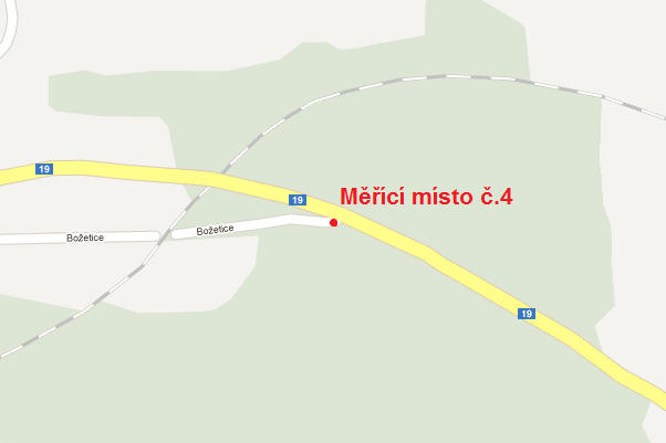 4.4 Měřící místo č. 4 - silnice I. třídy č. 19 Mapa 4 - měřící místo č. 4 - silnice I. třídy č. 19 [16] 4.4.1 Popis měřícího místa č. 4 - Datum měření: 15. 3.
