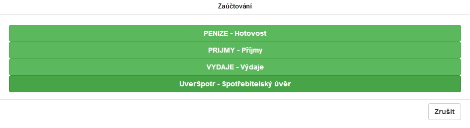 2) Uvedený postup proveďte pro příklady 1170-1 až 1170-6. Zkontrolujte opět ukazatele ZADLUŽENOST a USPORY. Tyto příklady najdete pod tlačítkem Nabídku testů: 1.1.1.9 Alternativní účtování klikáním do sloupců MD/D (doplňující možnost) 1) Někdy je použito tolik účtů, že se nevejdou na obrazovku.