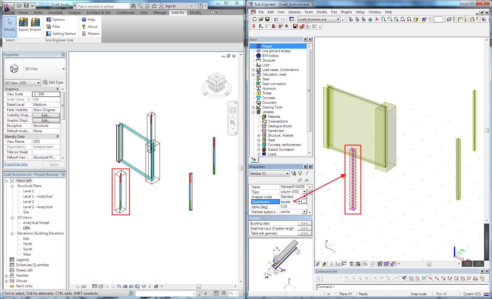 Import konstrukce ze Scia Engineer do Revitu Tlačítko pro import je v záložce Add-Ins a také v dialogu Vlastností. Obě začnou import konstrukce ze Scia Engineer do Revit structure.