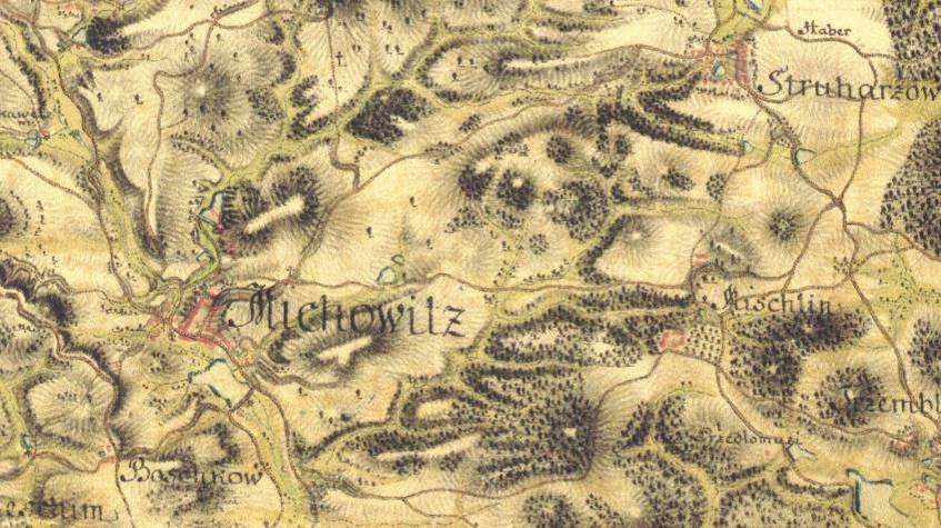 Obr. 5: I. vojenské mapování josefské, 1764-1768 (výřez mapového listu č. 125) Zdroj: oldmaps.