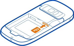 Začínáme 11 Vložení paměťové karty Používejte pouze kompatibilní karty microsd schválené společností Nokia pro použití s tímto přístrojem.