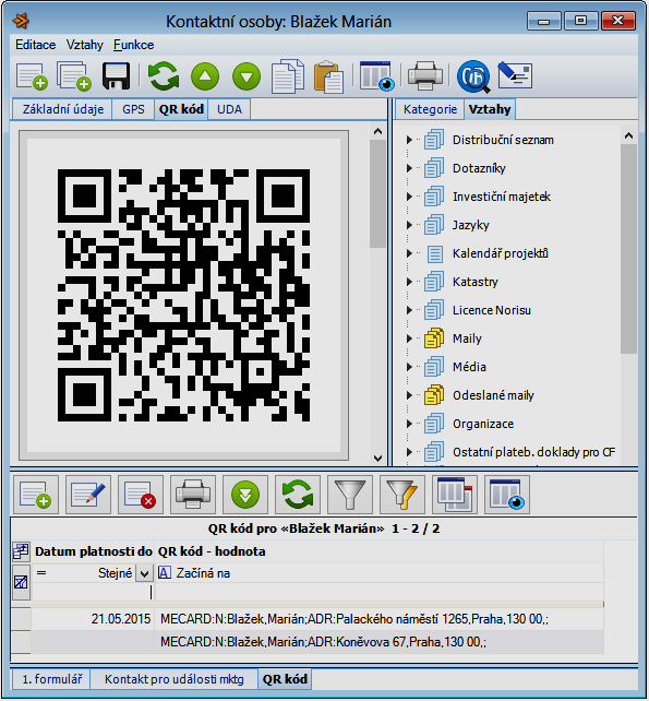 QR kódy v aplikačních třídách Konfigurace AIDC