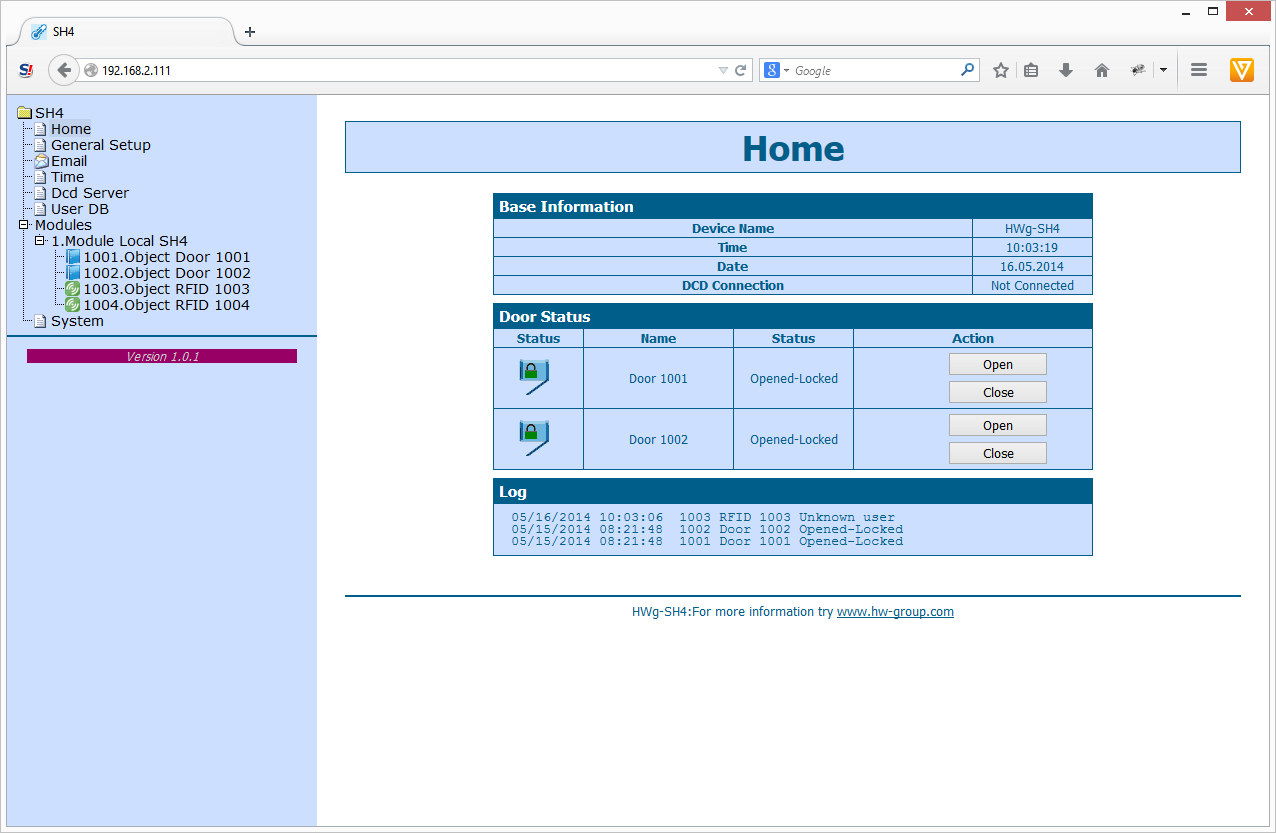 První kroky Web zařízení Home: náhled aktuálních hodnot General Setup: IP adresa, DNS, bezpečnost (jméno/heslo) Email: nastavení parametrů a test odeslání Time: parametry času, NTP server Remote SMS: