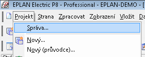 Spuštění EPLANu Po spuštění aplikace EPLAN, jste dotázáni na výběr rozsahu nabídky. Jedná se o rozsah nabídek, které se Vám budou zobrazovat v prostředí EPLAN.