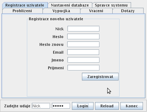 5.4.6 Třída PanelRegistrace Tento panel slouží k registraci nových uživatelů v aplikaci. Uživatel vyplní důležité informace o své osobě.