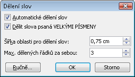 - vodorovné zarovnání: jednosloupcová úprava do bloků, odsazení 1.