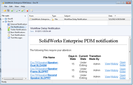 SolidWorks Enterprise PDM Nyní jsou všechny opožděné soubory uvedeny v