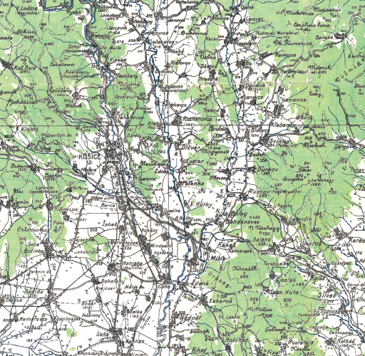 c) Generální mapy v měřítku 1 : 200 000 První československá generální mapa z počátku roku 1920, prozatímní vydání, německé a