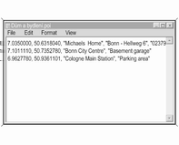 Navigace 71 Vytvoření textových souborů pro informace o bodech zájmů Adresy svých oblíbených cílů můžete přiřadit k 20 různým kategoriím bodů zájmů. Každá kategorie je přitom označena číslem.