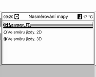 Navigace 97 Pokud je aktivována položka Asistent jízdních pruhů, objeví se následující typ zobrazení: Pomocí možnosti Informace popup můžete zvolit, zda budou informace navádění trasy z navigace