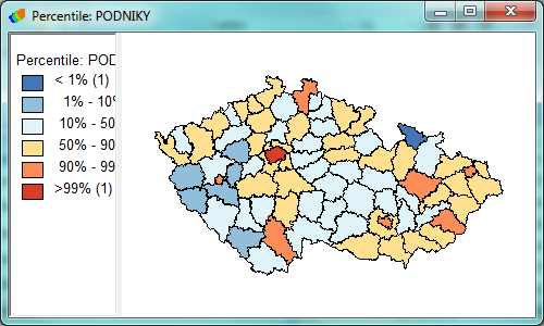 Percentilová mapa počtu ekonomických subjektů Percentilová mapa počtu nákupů služeb