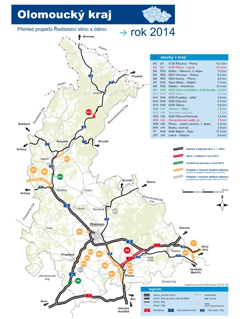 dálnice D1 Přerov Lipník nad Bečvou v délce 14 km (předpokládaný termín 2018).