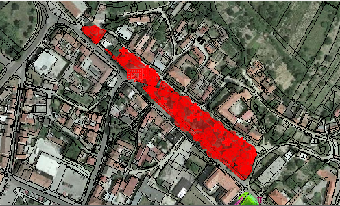 Obr. 6 Ukázka plochy po přidání vrstvy zahrnující hodnocení stromů.