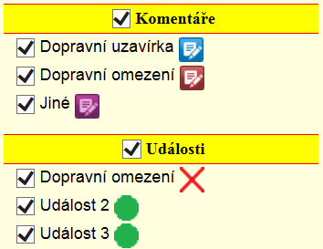 2. VRSTVY Vrstvy mají celkem 5 kategorií (Intenzita, Kapacita, Volná kapacita, Komentáře, Události).